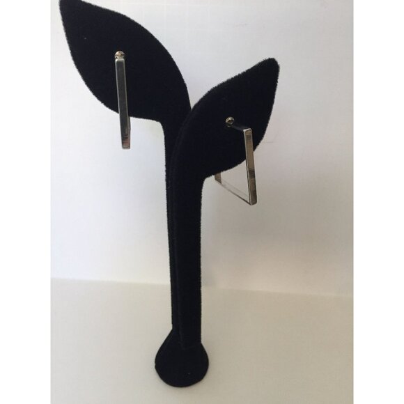 Vintage 1960's Handmade Silver Square Earrings Unique Construction Slips On Ear - Picture 3 of 7